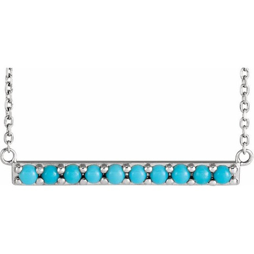 Sterling Silver Cabochon Natural Turquoise Bar 16" Necklace