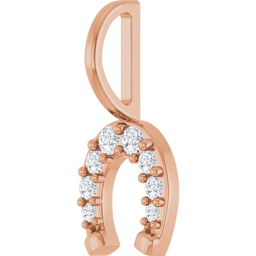 14K Rose 1/8 CTW Natural Diamond Horseshoe Charm/Pendant