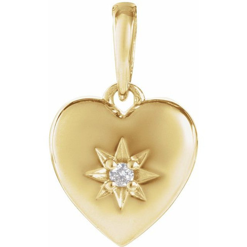14K Yellow .015 CT Natural Diamond Heart Pendant