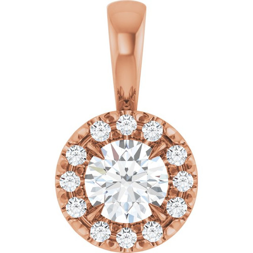 14K Rose 1/4 CTW Natural Diamond Halo-Style Pendant