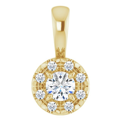 14K Yellow 1/8 CTW Natural Diamond Halo-Style Pendant