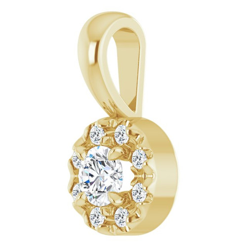 14K Yellow 1/8 CTW Natural Diamond Halo-Style Pendant