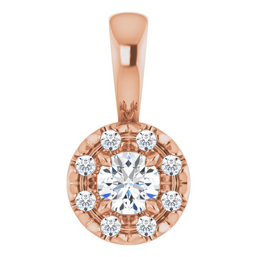 14K Rose 1/8 CTW Natural Diamond Halo-Style Pendant