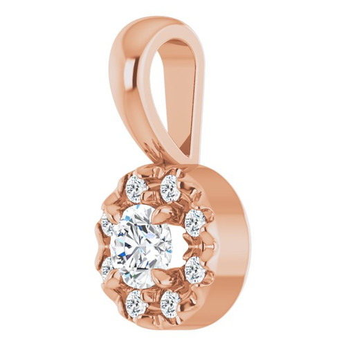14K Rose 1/8 CTW Natural Diamond Halo-Style Pendant