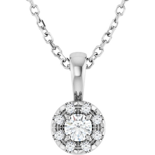 Sterling Silver 1/8 CTW Natural Diamond 16-18" Necklace