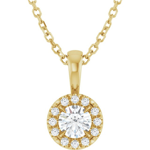 14K Yellow 4 mm Natural Diamond & .05 CTW Natural Diamond 16-18" Necklace  