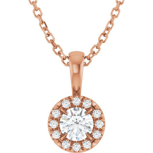 14K Rose 4 mm Natural Diamond & .05 CTW Natural Diamond 16-18" Necklace  