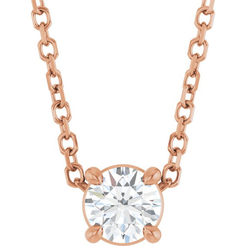 14K Rose 1/5 CT Natural Diamond 16-18" Necklace
