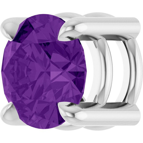 Platinum 5.5 mm Natural Amethyst Pendant