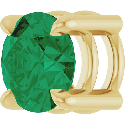 14K Yellow 5.5 mm Lab-Grown Emerald Pendant