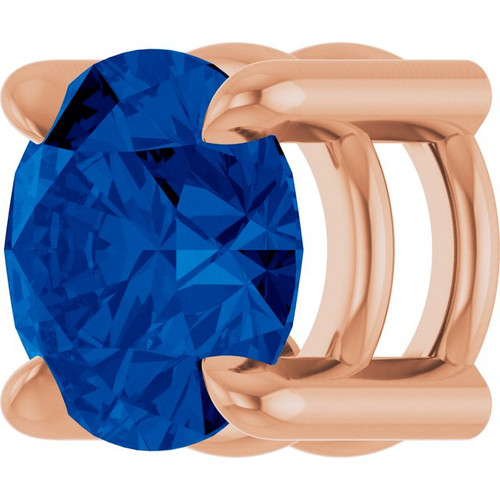 14K Rose 5.5 mm Lab-Grown Blue Sapphire Pendant