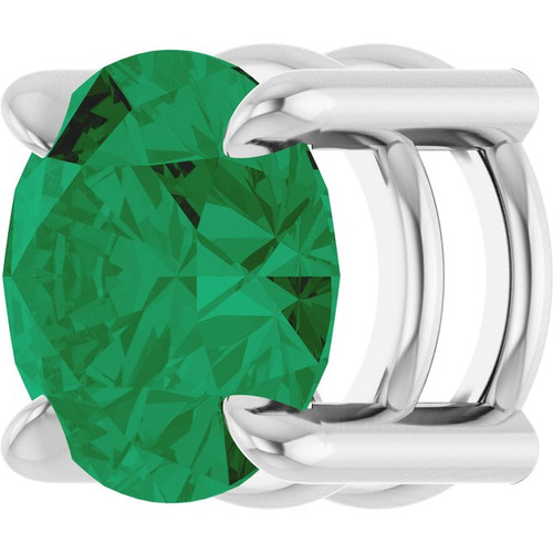 Platinum 7 mm Lab-Grown Emerald Pendant