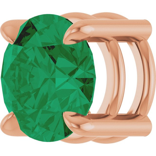 14K Rose 7 mm Lab-Grown Emerald Pendant