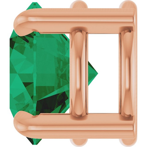 14K Rose 7 mm Lab-Grown Emerald Pendant