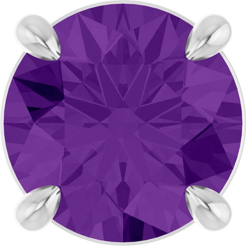 Platinum 7 mm Natural Amethyst Pendant