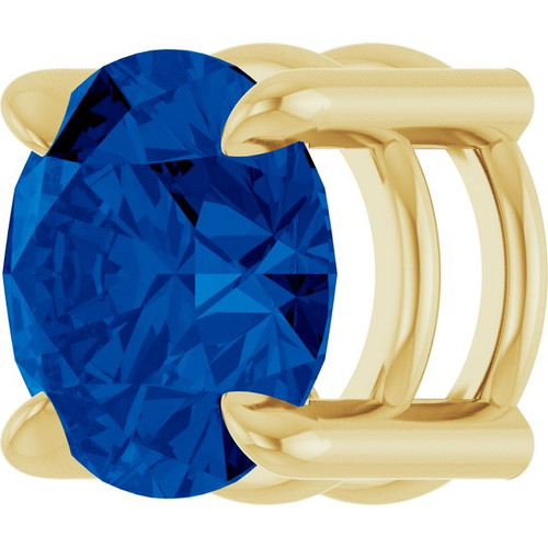14K Yellow 7 mm Lab-Grown Blue Sapphire Pendant