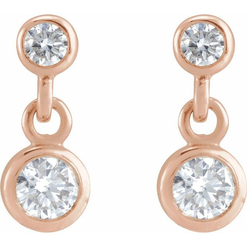 14K Rose 1/4 CTW Natural Diamond Two-Stone Earrings