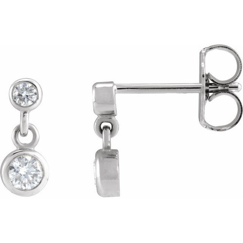Sterling Silver 1/4 CTW Natural Diamond Two-Stone Earrings