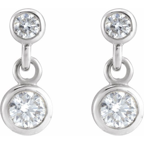 Sterling Silver 1/4 CTW Natural Diamond Two-Stone Earrings