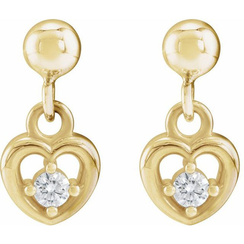 14K Yellow .06 CTW Natural Diamond Heart Earrings