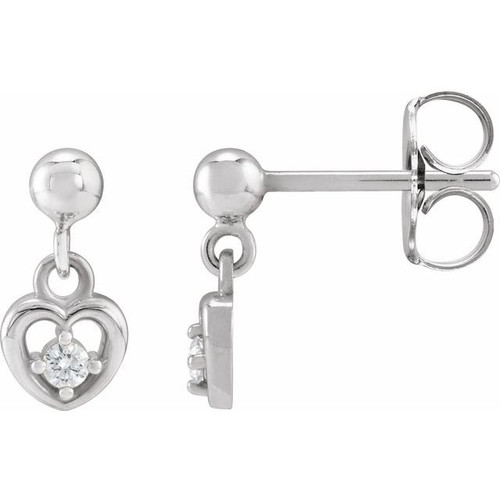 Sterling Silver .06 CTW Natural Diamond Heart Earrings