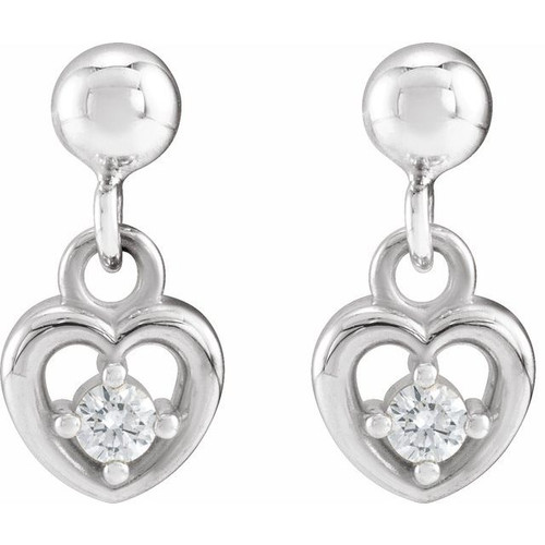 Sterling Silver .06 CTW Natural Diamond Heart Earrings