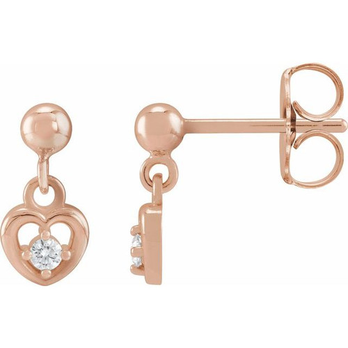 14K Rose .06 CTW Natural Diamond Heart Earrings