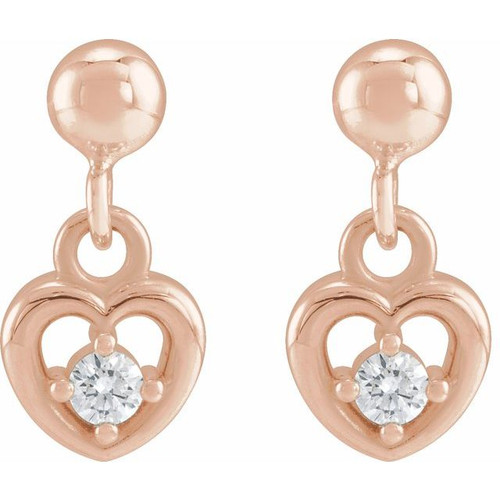 14K Rose .06 CTW Natural Diamond Heart Earrings