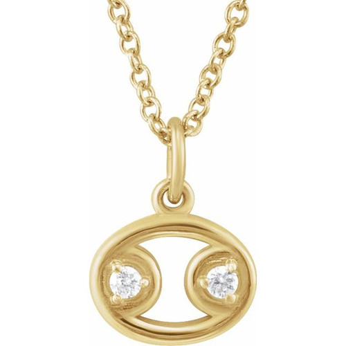 14K Yellow .03 CTW Natural Diamond Cancer Zodiac 16-18" Necklace