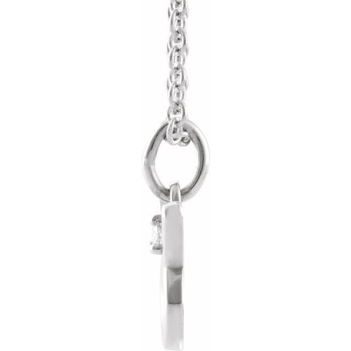 14K White .015 CT Natural Diamond Taurus Zodiac 16-18" Necklace