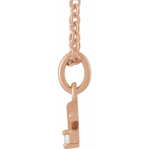 14K Rose .015 CT Natural Diamond Aquarius Zodiac 16-18" Necklace