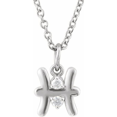 14K White .03 CTW Natural Diamond Pisces Zodiac 16-18" Necklace