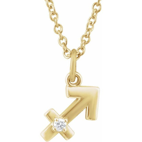 14K Yellow .015 CT Natural Diamond Sagittarius Zodiac 16-18" Necklace