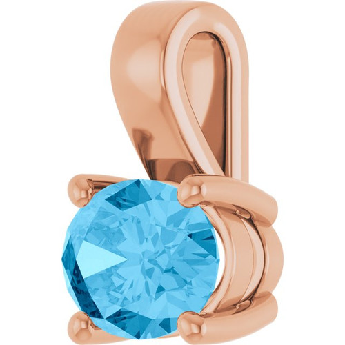 14K Rose Natural Swiss Blue Topaz Pendant