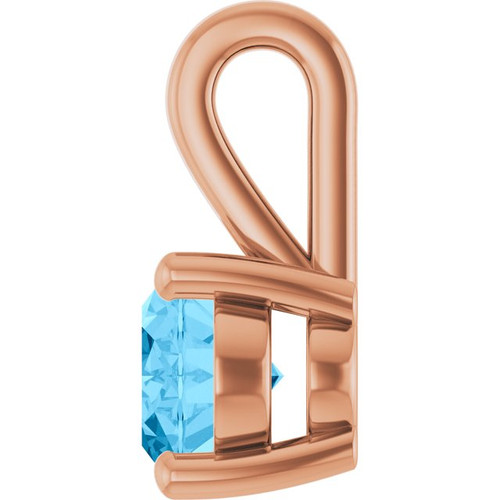14K Rose Natural Swiss Blue Topaz Pendant