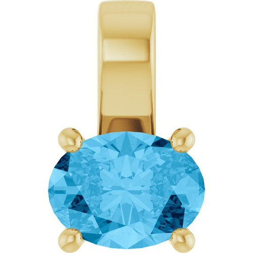 14K Yellow Natural Swiss Blue Topaz Pendant