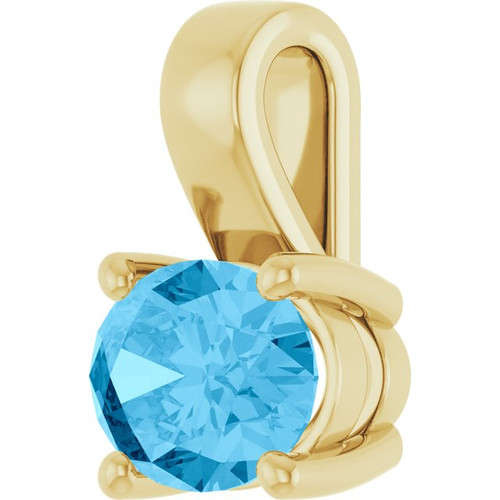 14K Yellow Natural Swiss Blue Topaz Pendant