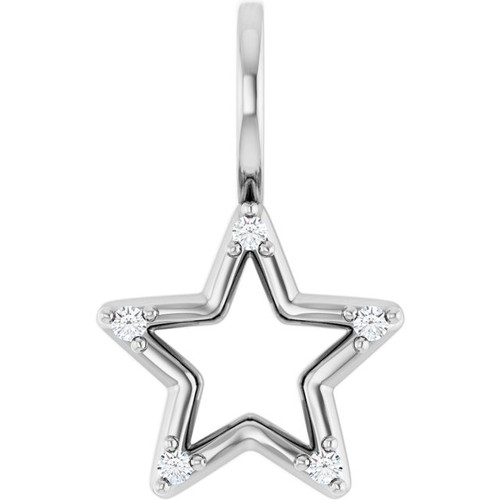 Sterling Silver .03 CTW Natural Diamond Star Charm/Pendant