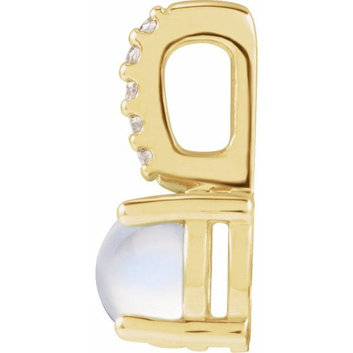 14K Yellow Natural Rainbow Moonstone & .02 CTW Natural Diamond Pendant