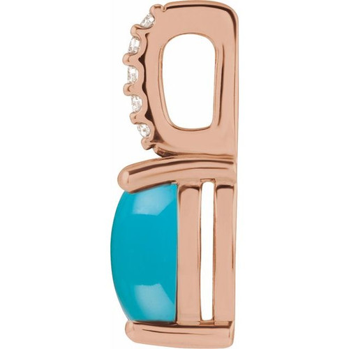 14K Rose 7x5 mm Natural Turquoise & .02 CTW Natural Diamond Pendant