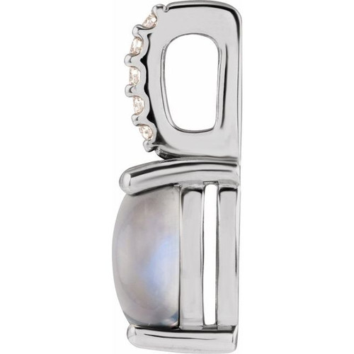 Platinum 7x5 mm Natural Rainbow Moonstone & .02 CTW Natural Diamond Pendant