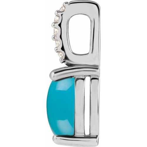 Platinum 7x5 mm Natural Turquoise & .02 CTW Natural Diamond Pendant