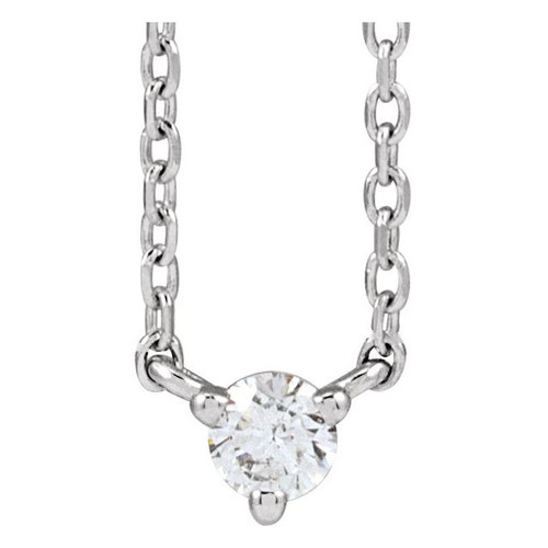 Platinum .06 CT Natural Diamond 3-Prong 18" Necklace