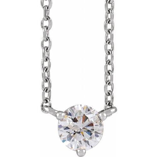 Platinum 1/5 CT Natural Diamond 3-Prong 18" Necklace