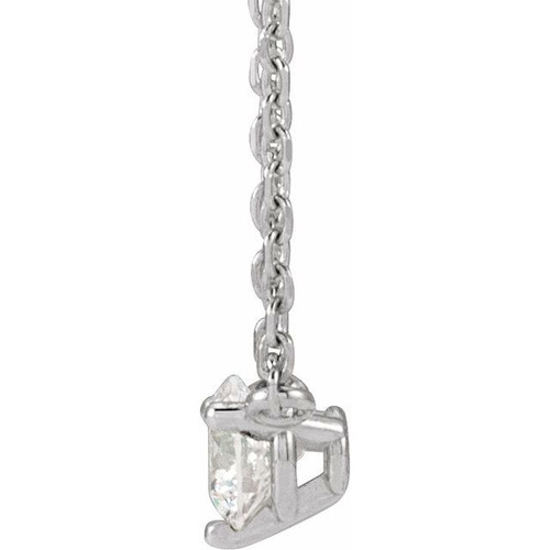 14K White .06 CT Natural Diamond 3-Prong 18" Necklace