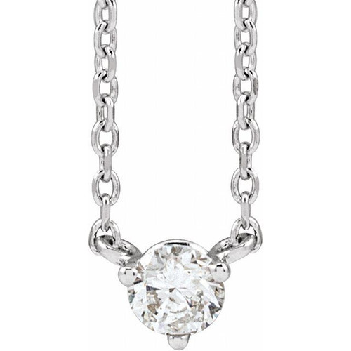Platinum 1/6 CT Natural Diamond 3-Prong 18" Necklace