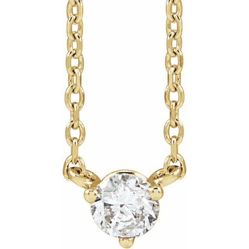 14K Yellow 1/6 CT Natural Diamond 3-Prong 18" Necklace