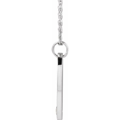 14K White .015 CT Natural Diamond Engravable 16-18" Necklace