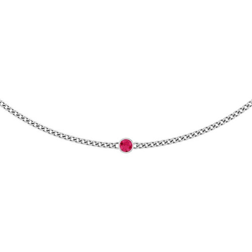 14K White Natural Pink Spinel 16" Necklace