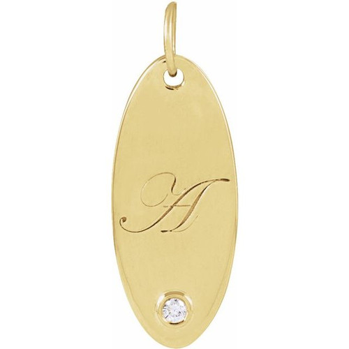 14K Yellow .015 CT Natural Diamond Engravable Pendant